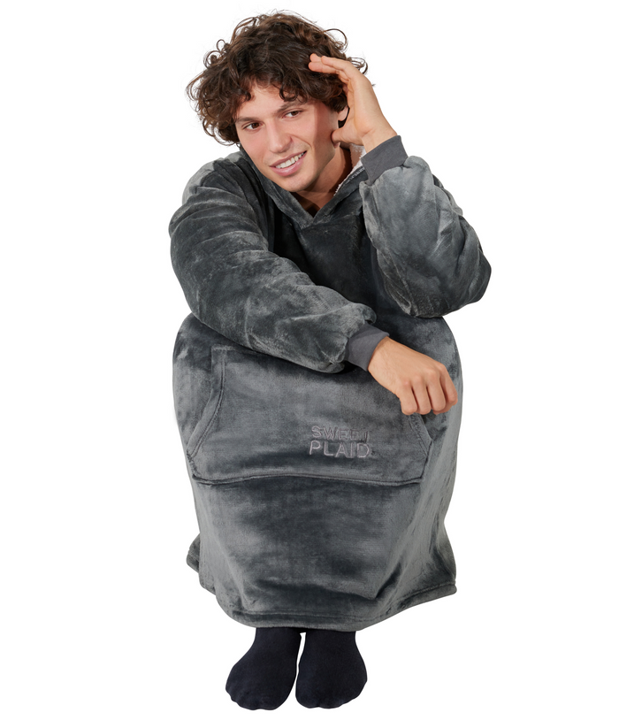 Coperta felpa grigia