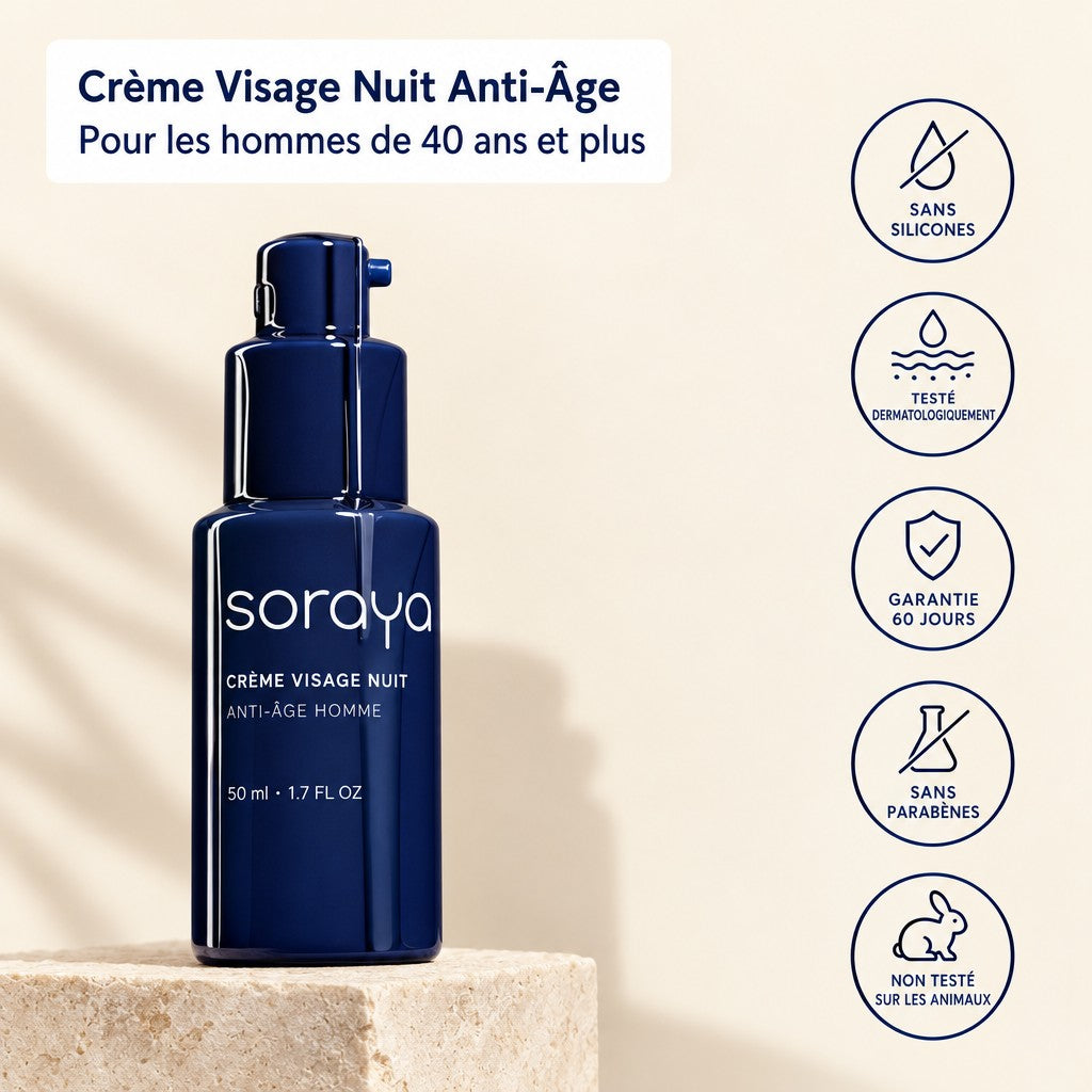 Soraya – Crème Visage Nuit Anti-Âge Homme 40+ | 50 ml