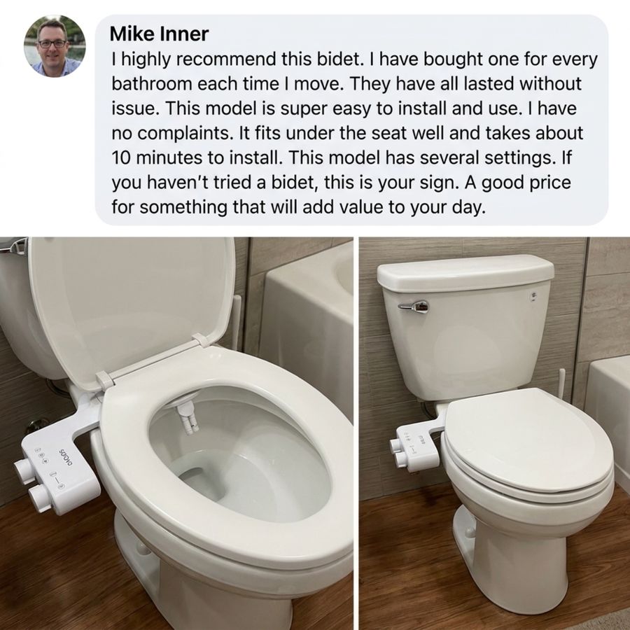 Customer review from Mike Inner: I highly recommend this bidet